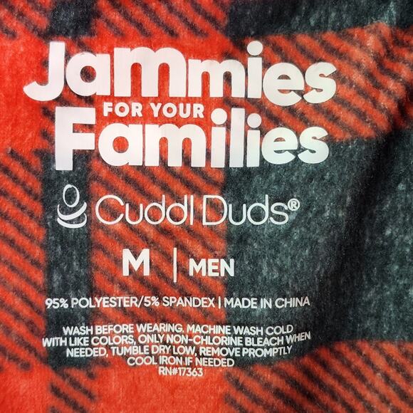 CUDDL DUDS JAMMIES Men's Med Pants ~ Large Top Buffalo Red Black Flannel Pajama - Picture 8 of 8